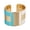 Beige and Teal, variant on Gold Cuff Bracelet for Women with Ceramic Colors