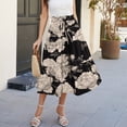 thumbnail image 5 of Women’s High Waist Floral Print Maxi Skirt with Elastic Waistband and Tiered Ruffle Design for Casual Wear Dark Gray L, 5 of 6