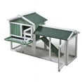 thumbnail image 5 of Vivifying Large Wooden Rabbit Hutch Indoor and Outdoor Bunny Cage with a Removable Tray and a Waterproof Roof, Grey Green+White, 5 of 9