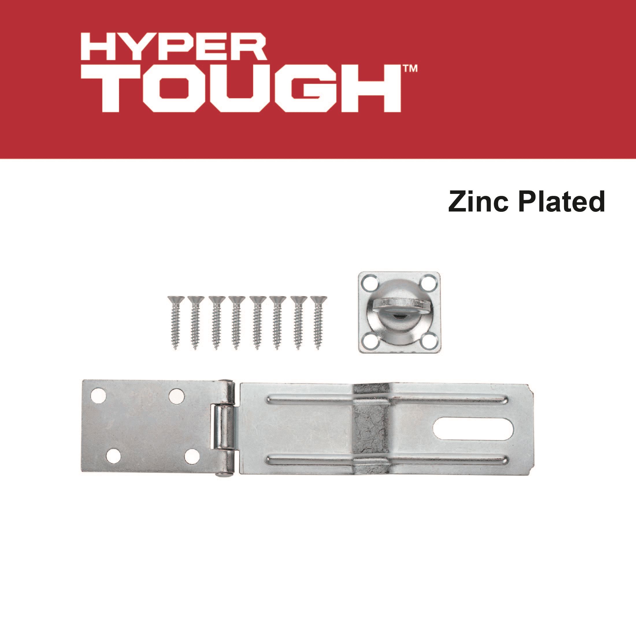 Hyper Tough 6 Inch Swivel Safety Hasp Zinc Plated Security Lock