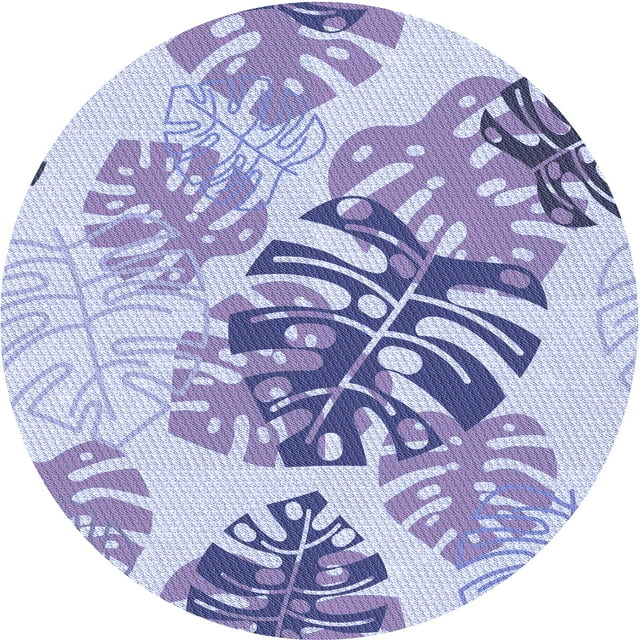 Ahgly Tapis Rond Lavable en Machine Intérieur Transitionnel Violet Clair, 8 Pieds Rond