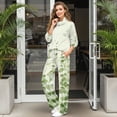 thumbnail image 3 of Xixirimido Vintage Leaf Green Print Women's 2 Piece Outfits Lounge Set Mock Neck Long Sleeve Sweatshirt With Wide Leg Pants Sweatsuits Fall Fashion Airport Tracksuit, Medium, 3 of 7