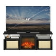 thumbnail image 6 of Furinno Jensen Fireplace Entertainment Center for TV up to 70 Inch with Stainless Steel Tubes, Americano/Chrome, 6 of 7