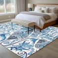 thumbnail image 4 of 6'x9' Area Rugs, Blue Paisley Indoor Outdoor Area Rug for Living Room Bedroom, Ethnic Abstract Art Vintage Washable Bathroom Rugs Kitchen Floor Carpet Mats Home Decor Aesthetic, 4 of 8