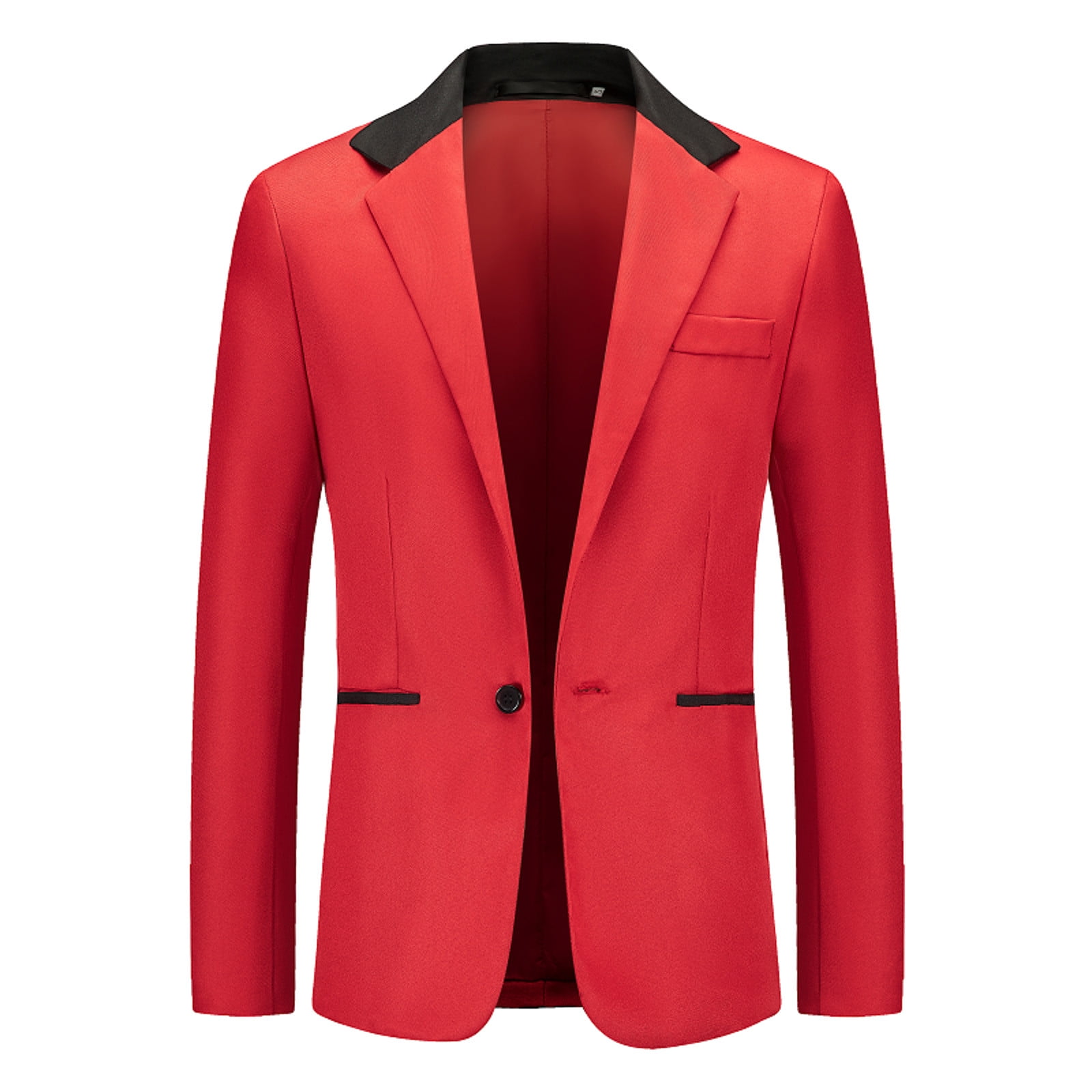 Gubotare Mens Sport Coat Matching Single Pocket Coat Suit Jacket (Red
