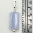 thumbnail image 3 of Natural Blue Chalcedony Rectangle Stardust Sterling Silver | 1.5" Long | Pendant, 3 of 7