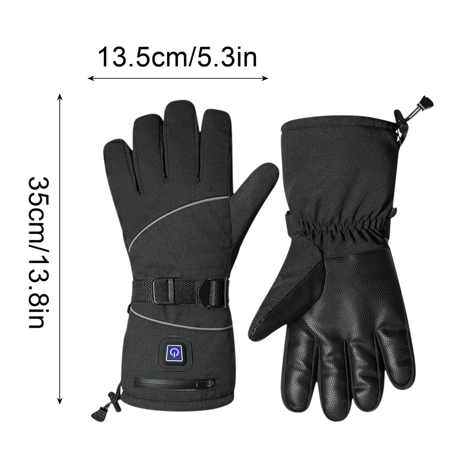 QSAWXQZ Men's USB Heated Leather Gloves Electric Winter Hand Warmers with 3 Heat Settings for Skiing Black Free Size