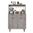 thumbnail image 1 of Modern Fluted Sideboard Buffet Cabinet with 2 Drawers & Adjustable Shelves – Wood Console Table for Dining Room, Kitchen – Shallow Ivory / Wood Color + White Drawer Surface, 1 of 8
