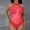 Red, variant on Women's Sexy Sleeveless Mesh Sheer Bodysuits Chic Hand Print Mock Neck Bodycon Sexy One Piece Bodysuit Tops