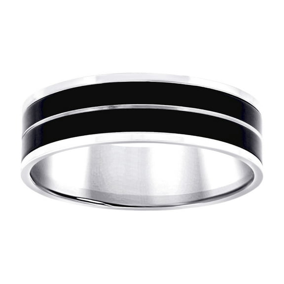 Stainless Steel Black-tone Mens 7mm Size 14 Comfort-fit Wedding Band Ring Wedding Band for Men