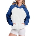 thumbnail image 1 of Timegard Sweatshirts for Women Long Sleeve Hoodies Pullover Fall Color Block Loose Tops with Pockets, 1 of 4