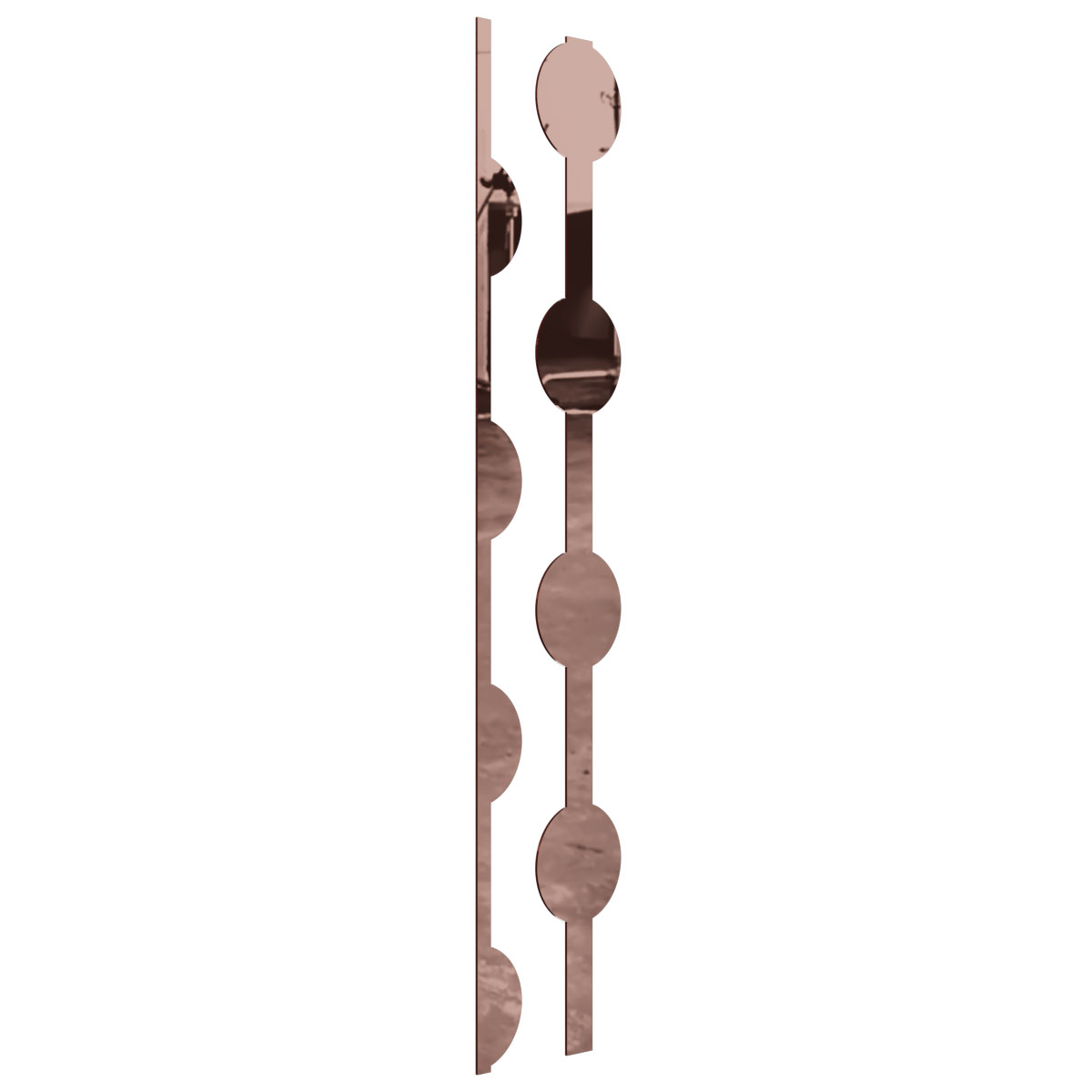 Ekena Millwork 47"H x 1/8"T Pomeroy Adjustable Acrylic Decorative Slat Wall Panel Kit, Rose Gold Mirror (contains 12 Slats)