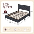 thumbnail image 2 of 4 EVER WINNER QUEEN Size Bed Frame with Headboard, Upholstered Platform Bed with Button Tufted Design, Faux Leather Bed Frame with Wooden Slats Support, No Box Spring Required, Easy Assembly, Black, 2 of 8