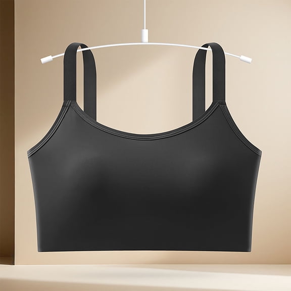 HongQid Padded Bralettes for Women, Sports Bras for Women Pack, Scoop Neck Cami Bando T-Shirt Bra for Women Girls Black XL