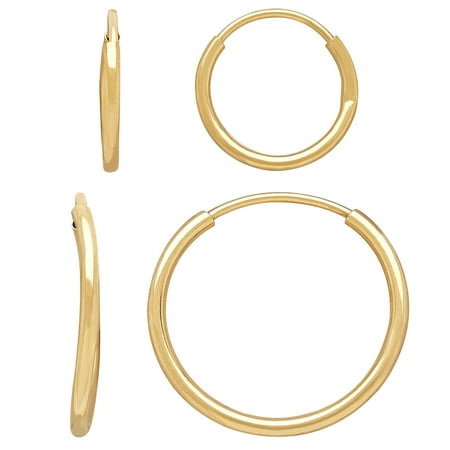 Kids' 10kt Yellow Gold 10mm and 14mm Round Endless Hoop Earrings