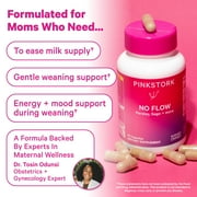Pink Stork No Flow Support Supplement for Breastfeeding Moms, Thiamin, Mood and Energy, 60 Capsules