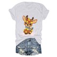 thumbnail image 5 of UngA Christmas T-Shirts for Women Christmas Tree Graphic Shirts Short Sleeve Crewneck Funny Print Tee Tops Gifts Women Christmas Shirts (White,XXL), 5 of 6