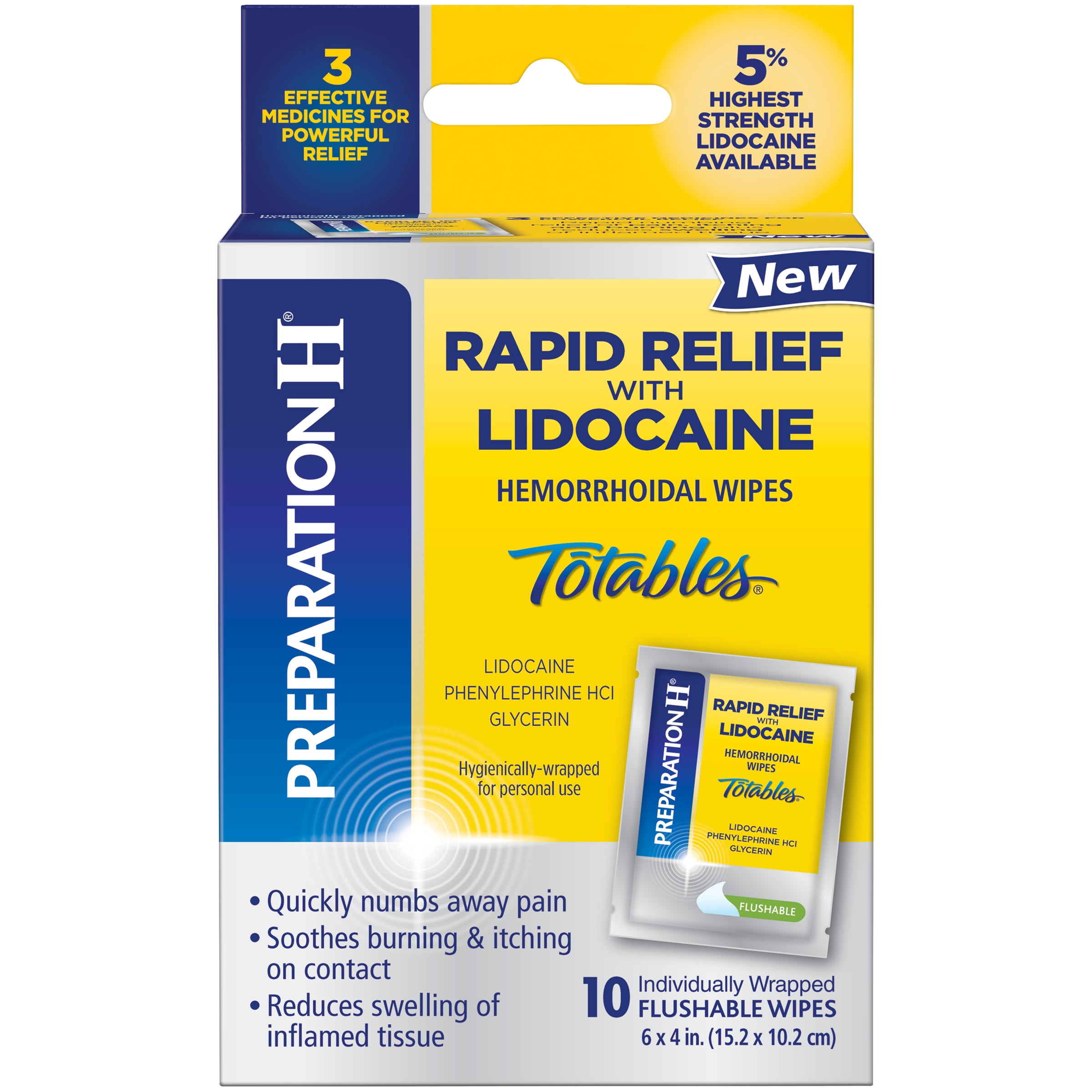 Preparation H Flushable Medicated Rapid Relief with Lidocaine