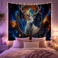 thumbnail image 2 of Moon Stars Stag with Depicted Chest Detailed Fine, Mystical Fantasy for Space Lovers, Galaxy Room Decor, Graduation Gift, Tapestry Wall Hanging for Bedroom and Dorm, 2 of 7