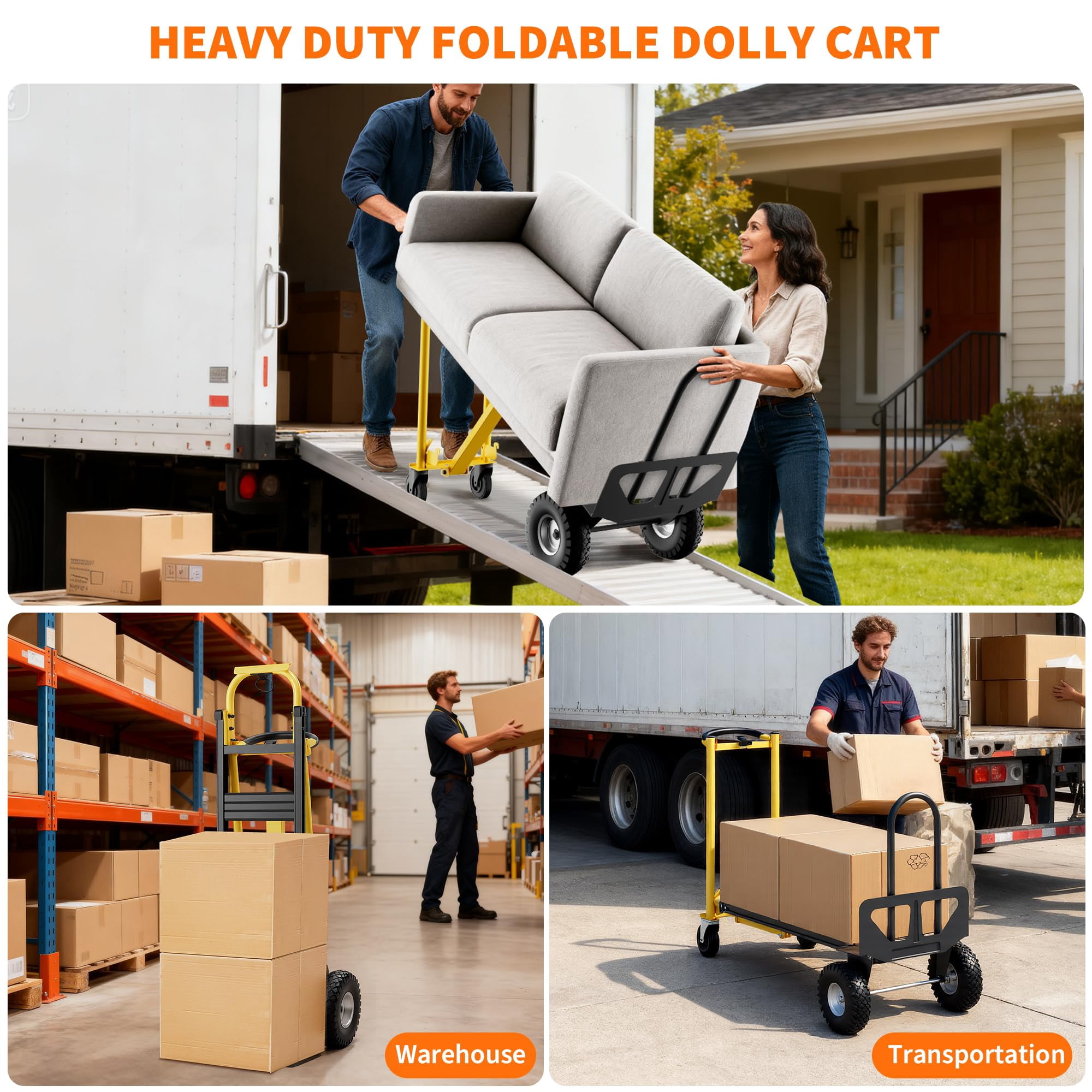 Huisuilinss Folding Hand Truck,3 in 1 Convertible Hand Truck Dolly,Utility Cart Platform Cart,Aluminum Moving Dolly With Wheels For Moving Warehouse Transport Appliance Delivery Travel,1PCS