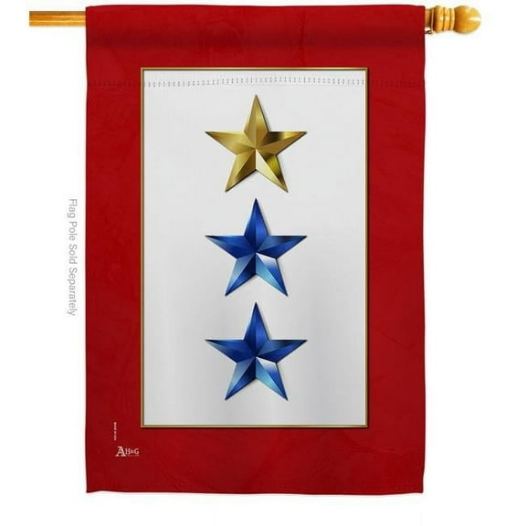 Americana Home & Garden H141086-BO 28 x 40 in. Gold & Two Blue Stars House Flag Armed Forces Military Service Double-Sided Decorative Vertical Flags Decoration Banner Garden Yard Gift