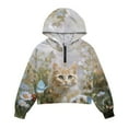 thumbnail image 4 of Xoenoiee Cat Butterfly Daisy Flower Print Girls Half Zip Hoodie Sweatshirt Zip Up Pullover Long Sleeve Top with Pocket for Fall Winter, Size 13-14 Years, 4 of 7
