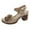 A Khaki, variant on Wovix Sandals For Women Chunky Heel Ankle Strap With Flower Design Low Heel School Commuting Footwear Indoor Outdoor Shoes