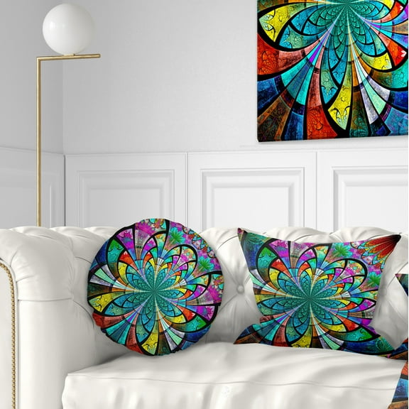 Designart Multi Color Large Fractal Flower Pattern - Floral Throw Pillow - 12x20