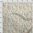 thumbnail image 2 of oneOone Cotton Cambric Cream Fabric Flower & Leaves Watercolor Dress Material Fabric Print Fabric By The Yard 56 Inch Wide, 2 of 4
