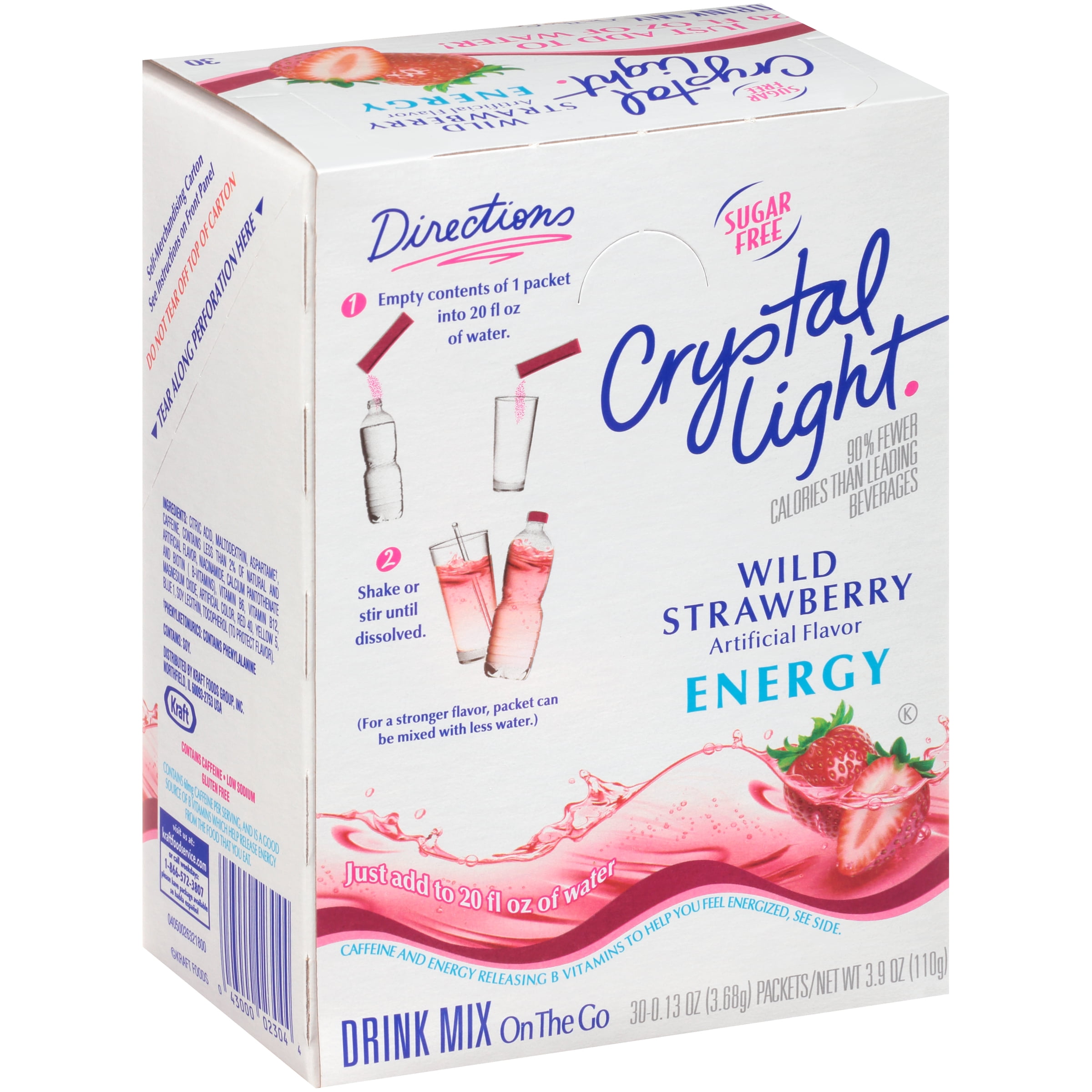 Crystal Light OntheGo Wild Strawberry Energy Drink Mix, 30 0.13 oz