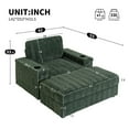 thumbnail image 2 of SEENYOO 42" Single Sofa, Chaise Lounge Chair Indoor, Faux Rabbit Fur Sleeper Chair, Deep Seat Armrests, Storage Ottoman, Cup Holders, Green, 2 of 16
