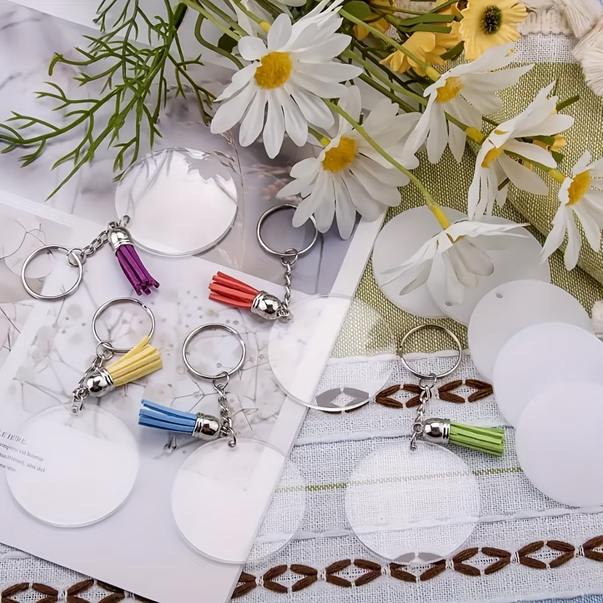 50pcs Blank Acrylic Sheets for Painting, Creative Pendants, Tags, and Key Tags