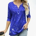 thumbnail image 5 of Heisall Womens Shirts Button Front V Neck 3/4 Sleeve Raglan Sleeve Loose Fit Casual Tops Blouses, 5 of 8