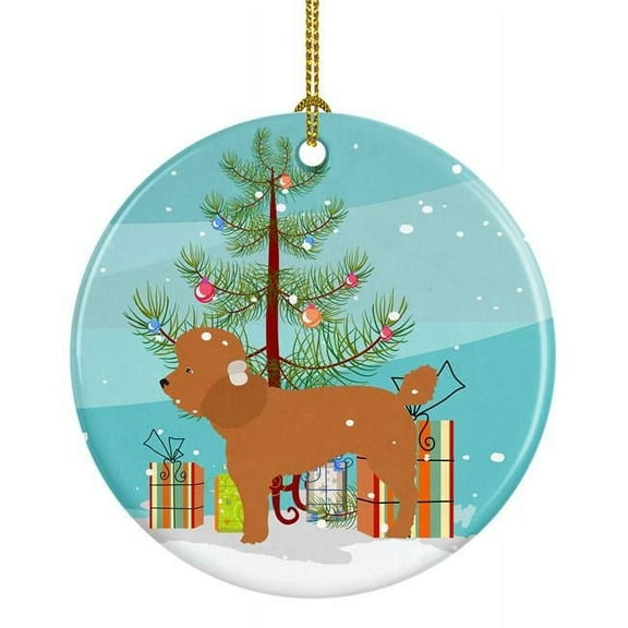 Toy Poodle Christmas Ceramic Ornament