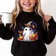 thumbnail image 3 of dazeni Funny Ghost Pumpkin Pattern Sweatshirts for Kids Girls Oversized Crewneck Sweatshirt Loose Casual Long Sleeve Tunic Pullover Black 2-3 Years, 3 of 7
