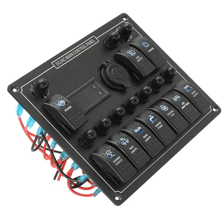 10 Gang Boat Rocker Switch Panel for RV Marine Car