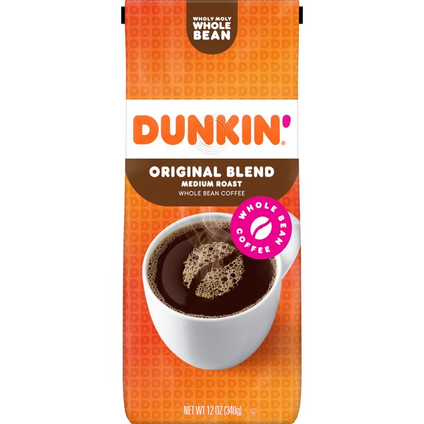 Dunkin' Original Blend Whole Bean Coffee, Medium Roast, 12