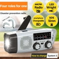 thumbnail image 1 of Seiwa IMP332 Radio FM/AM de emergencia 4 en 1 con mosquetón, linterna LED, cargador de smartphone y función SOS - Solar/USB/Manivela recargable, batería de 2000mAh, amplia FM compatible, 1 of 7