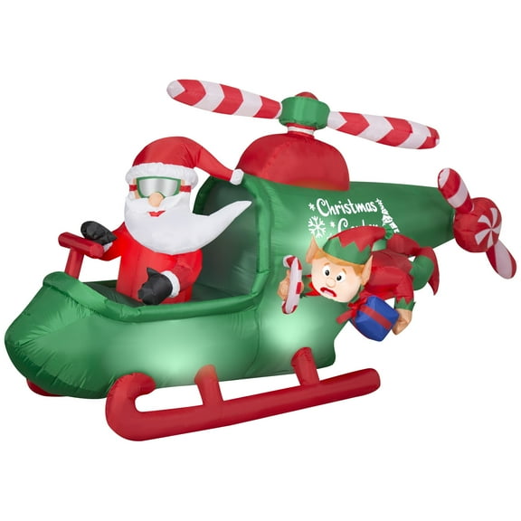 Gemmy Animated Christmas Inflatable Santa in Helicopter, 4.5 ft Tall, Multi