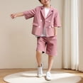 thumbnail image 6 of WRKEKC Girls Summer Outfits Short Sleeve Turn Down Collar Solid Color Blazer with Pockets and Shorts Set for 1-13 Years, 6 of 6