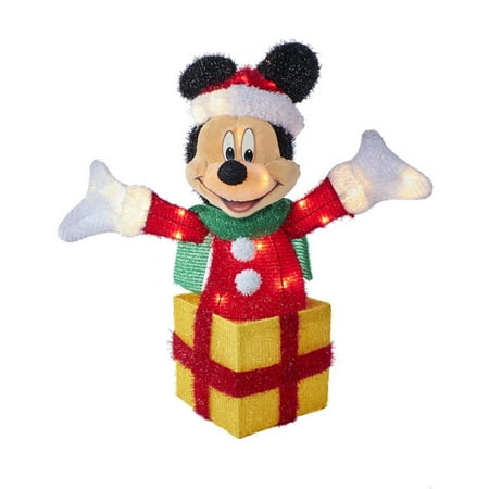 Kurt S. Adler 28 in. Mickey Mouse Gift Box Tinsel Lawn Decor