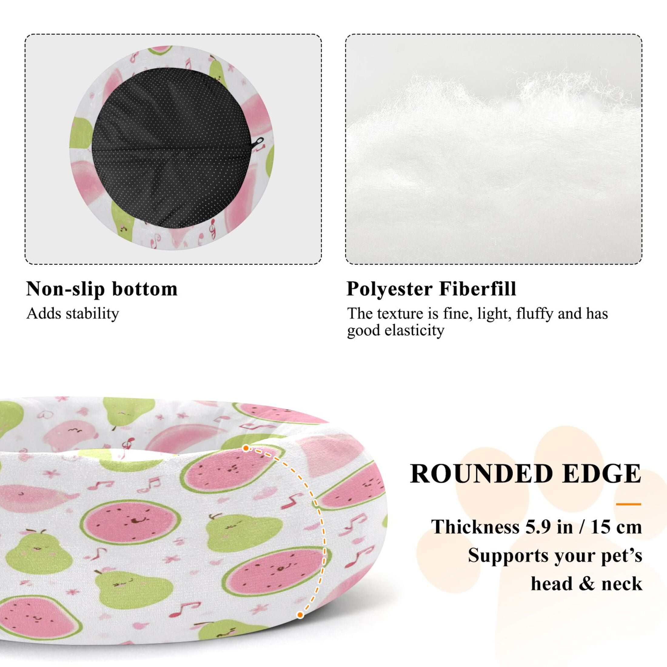 Iauyy Pet Couch Donut Cat Bed for Indoor Cats/Small Dogs Washable & Machine with Non-slip Bottom Calming Cat Furniture, Green Pear Pattern (M)
