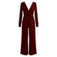 thumbnail image 5 of Arlun 2026 Formal Jumpsuits for Women Dressy Long Sleeve V-Neck Wrapped Wide-Leg Rompers Trendy Pleated Waisted Solid Color Loose Comfy Business Casual Outfits XL, 5 of 6