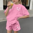 thumbnail image 7 of Babcutegg Kids Summer Two-Piece Outfit – Printed Round-Neck Short Sleeve Top & Matching Shorts Set for Girls Pink Size 7-8, 7 of 7