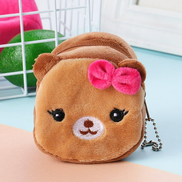 Flmtop Cute Plush Panda Animal Small Coin Purse Zipper Money Wallet Kids Birthday Gift