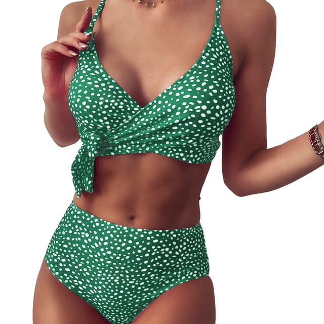 Culottes Taille Haute pour Femmes Maillots de Bain Ensemble Bikini de Plage
