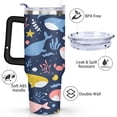 thumbnail image 3 of 40oz Ocean Cute Shark Stainless Steel Flip Straw Tumbler Spill Proof Travel Cup Double Wall Vacuum Insulated Coffee Mug with Top Handle, 3 of 6