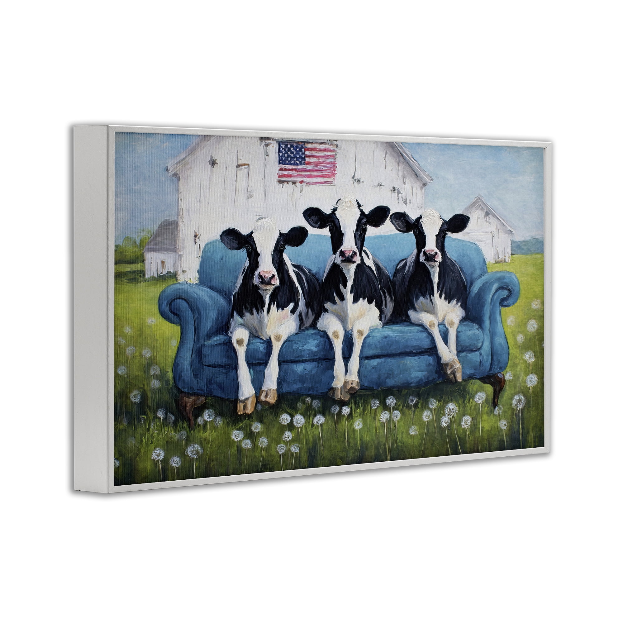 Stupell Industries Barnyard Sofa Sisters White Framed Giclee Art, design by Tina LeCour