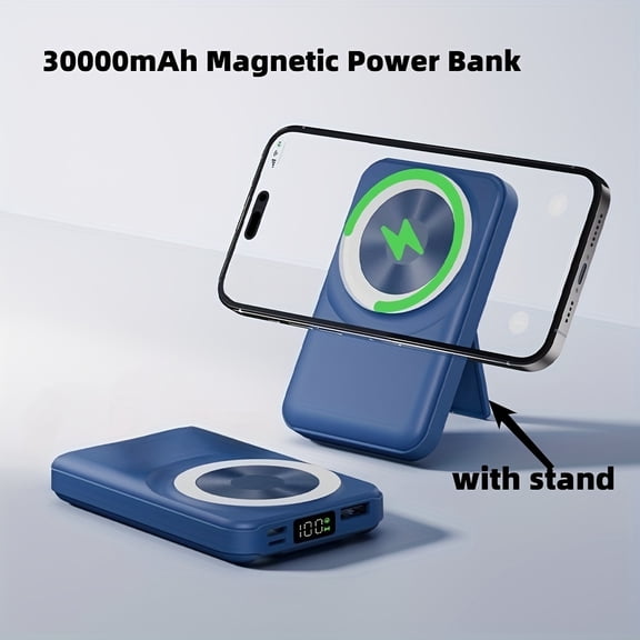 Magnetic Power Bank 30000Mah, Mini Wireless Portable Charger, 22.5W Fast Charging Bank, LED Power Display, Suitable for Iphone 16/15/14/13/12 Series, Outdoor Emergency Backup Mobile Power Supply