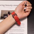 thumbnail image 2 of 21 Color Watch Band 44mm 40mm 42mm 38mm Compatible Replacement for Series 5 4 3 2 1 Single Tour Leather Band Cross Pattern Red(42/44), 2 of 8